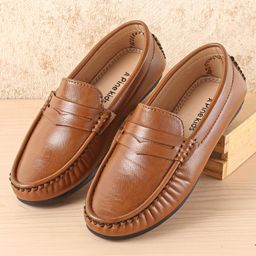 Pine Kids Slip On Solid Colour Loafers  - Light Brown-image-12