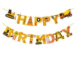 Zyozi Construction Theme Birthday Party Banner Birthday Truck Decorations Yellow Black-image-86