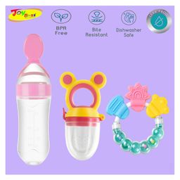 Joy Buzz Baby Food Feeder Nibbler & Rattle Teether Combo - Multicolor-14