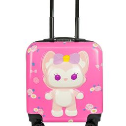 Storite 20 Inches Kids Trolley Bag Hard-Sided Polycarbonate Cute Kitty Print Spinner Suitcase Cabin Luggage for Kids - Pink-picture-21
