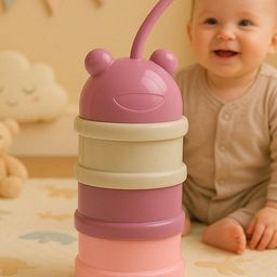 Badal Kidz 3 - Layer Cute Bear Portable Baby Food & Milk Powder Container - Multicolor-16