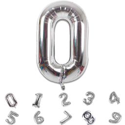 Décor Mantra 32 Inch Number Foil Balloon 0 For birthday Decorations Items-Silver Color-Pack of 1-image-33