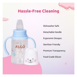 Adore ALGO Jr. Baby Silicon Soft Spout Sipper with Twin Handle- 125ml- Blue image 2