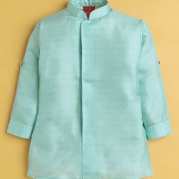 Jeet Ethnics Cotton Blend Full Sleeves Anstract Printed Kurta & Pyjama With Sequins Embellished Jacket Set - Blue image 4