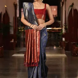 DIVASTRI Woven Design Zari Silk Blend Banarasi Saree-picture-39