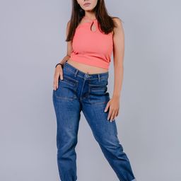 Wasomii Women Jean Straight Fit Low Distress Light Fade Stretchable Jeans-image-17