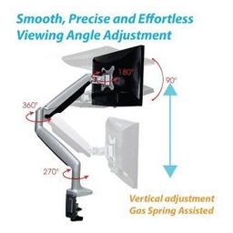 Rife Single Monitor Mount, Gas Spring Monitor Arm Fits 13-32" Monitor, Full Motion Swivel, Single Monitor Stand, Ultra Height Adjustable for Stand Work, Monitor Desk Stand with VESA, Max 19.8lbs - Black image 5