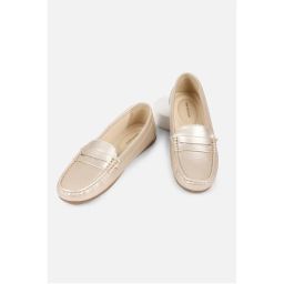 Van Heusen Women Gold Slip-On Loafers-picture-3