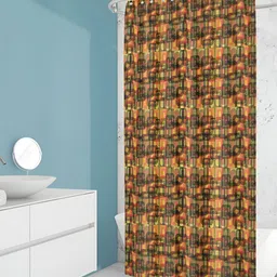 ArtzFolio Orange-Colored & Pink Printed Waterproof Shower Curtain-24