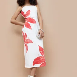 Ginger by Lifestyle Women Floral Print Sheath Slit Midi Dress-image-40