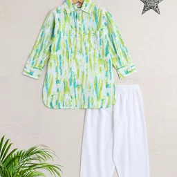 The Magic Wand Boys Printed Regular Pure Cotton Kurta with Pyjamas-17
