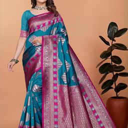 VS MALL Blue Art Silk Sarees-image-95