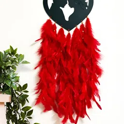 COLOR SPLASH Red & Black Love Couple in Heart Hanging Dream Catcher Wall Decor-image-95