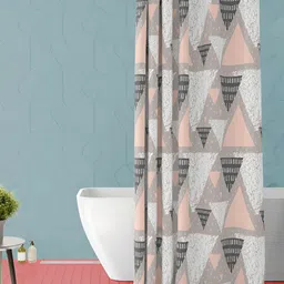 ArtzFolio Grey & White Geometric Printed Waterproof Shower Curtain-10