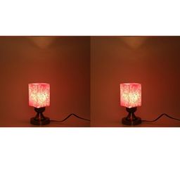 SOMIL Pink 2 Piece Printed Glass Cylindrical Shaped Table Lamp-image-21