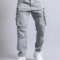 Italian Colony Men Pure Cotton Tailored Tapered Fit Cargos Pant Trousers-picture-12