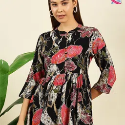 THE FAB FACTORY Pack Of 2 Floral Print Mandarin Collar Top-picture-34