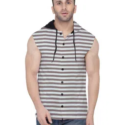BEYOU FASHION Striped Hooded T-shirt-picture-48