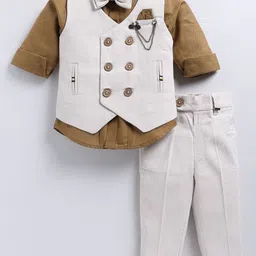 LITTLE COLLARS Boys Striped Shirt with Trousers-image-69