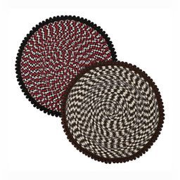 Aura 2-Pcs Red & Cream-Coloured Spiral Round Super Absorbent Doormat-25