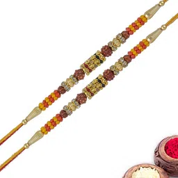 MEIRA JEWELLERY Set Of 2 Rakhi With Roli Chawal & Greeting Card-11