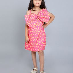 Pink Chick Print A-Line Dress-image-17