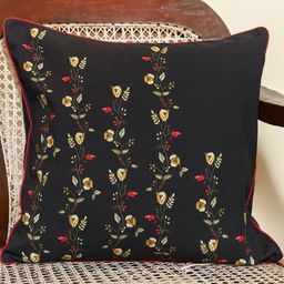 Sangria Black Floral Printed Cushion Cover-picture-11