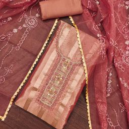 SHADOW & SAINING Floral Woven Design Organza Unstitched Dress Material-image-95