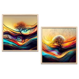 Kotart Brown & Red 2 Pieces Printed Wooden Wall Arts-picture-28