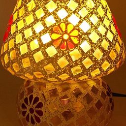 SOMIL Multicoloured Textured Glass Cylindrical Shaped Table Lamp-image-19