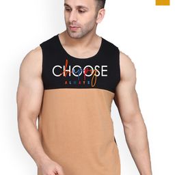 SLOWLORIS Pack Of 2 Printed Scoop Neck Gym VestsVSL26 CMB(CHS BLACKRUST)(JUST MUSTARD)-image-83