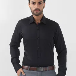 Raymond Men Contemporary Spread Collar Solid Cotton Formal Shirt-image-67