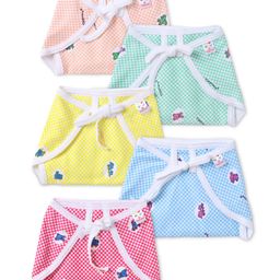 Tinycare String Tie Up Cloth Nappies Checks Print Multicolour - Pack Of 5-22