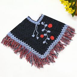 USHA ENTERPRISES Full Sleeves Flower Embroidery Detailing Poncho - Multi Colour-image-94