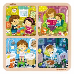Webby 4 in 1 Daily RoutineWooden Puzzle Multicolor - 36 Pieces-11