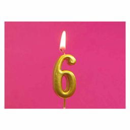 Funcart Cake Topper Candle Number 6 - Golden-18