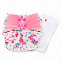 Babyhug Reusable Cloth Diaper With SmartDry Inserts - White Pink-23