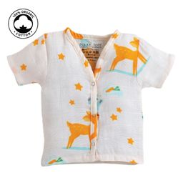 Polka Tots Organic Cotton Half Sleeves Deer Print Vest - Cream-14
