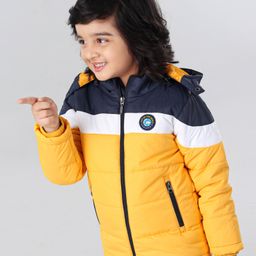 Babyhug Full Sleeves Striped Padded Jacket - Yellow-image-44