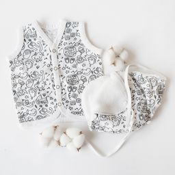 Yellow Doodle Vest and stay-dry Nappy Set - Love You Mom - Black White-image-91
