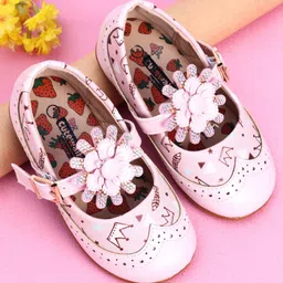 Cute Walk by Babyhug Party Wear Belly Shoes Studded Detailing - Pink-picture-38