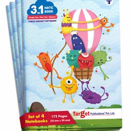 Target Publication 3 in 1 Square Single and Four Line Ruled Notebook Pack of 4 - 172 Pages Each-23