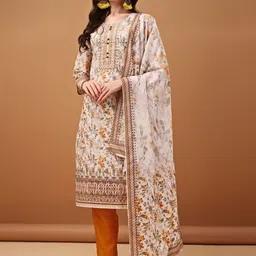 KALINI Women Floral Printed Regular Beads and Stones Kurta with Trousers & With Dupatta-picture-13