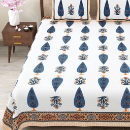 Myntra Elegant Homes Floral Print 180 TC King Size Bedsheet with 2 Pillow Covers-picture-8