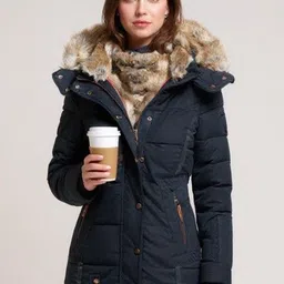 Mast & Harbour Hooded Faux Fur Trim Puffer Jacket-picture-4