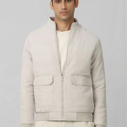 Mufti Men Mock Collar Solid Padded Jacket-picture-31