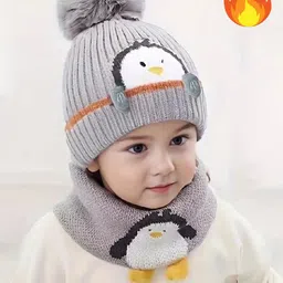 TOMKOT Unisex Kids Woollen Beanie & Scarf Set-picture-32