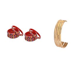 SOMIL Set Of 12 Alloy Artificial Stones and Beads Bangle-picture-1