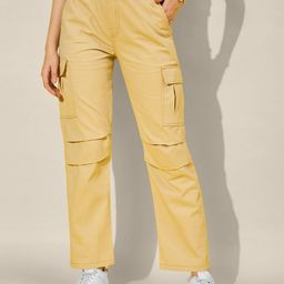 QIOA Women Relaxed High-Rise Cargos Trousers-image-16