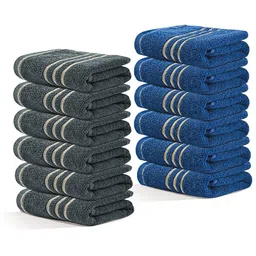 Kuber Industries Grey & Blue 12 Pieces Striped Cotton 450 GSM Bath Towels-image-75